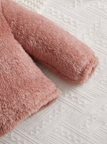 SHEIN Baby Solid Teddy Hoodie - Dusty Pink - View 4