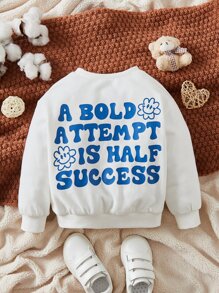 SHEIN Baby Girl Floral & Slogan Graphic Sweatshirt - White - View 1