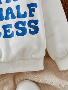 SHEIN Baby Girl Floral & Slogan Graphic Sweatshirt - White - View 4