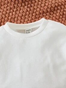 SHEIN Baby Girl Floral & Slogan Graphic Sweatshirt - White - View 5