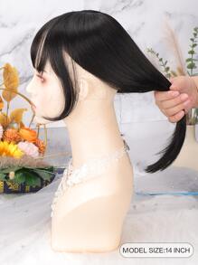 Short Straight Synthetic Hair Topper - Black - View 2