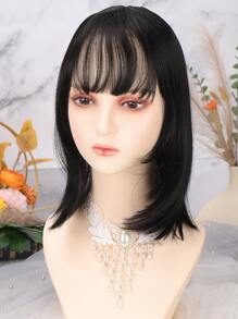 Short Straight Synthetic Hair Topper - Black - View 3