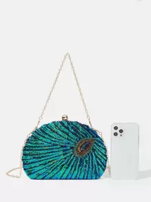 Glamorous, Elegant, Exquisite, Quiet Luxury Sequin, Stylish, Luxury, Shiny Mini Sequin Decor Chain Box Bag, Perfect Bride Purse For Wedding, Prom & Party Events Evening Bag, Dinner Bag For Party Girl, Woman - Multicolor - View 4