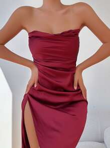 Floral Lace Underwire Tube Bralet - Black - View 8