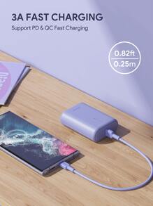 JMMO Cáp Type-C, Cáp sạc USB Type-C sang USB Type-C 60W 3A Dây sạc nhanh, Truyền dữ liệu 480Mbps 0,82FT/0,25M Quà tặng Giáng sinh, Sản phẩm không thể thiếu cho mùa thu đông - Màu tím - Xem 2