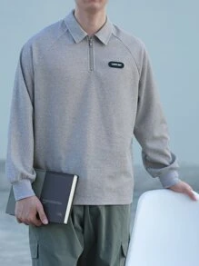 Manfinity Hypemode Hombres Sudadera con diseño de parche de manga raglán