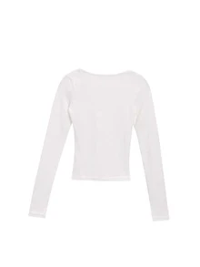 Solid Tie Front Crop Ribbed Jumper
