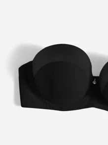 Plus Metal Detail Underwire Bra - Black - View 3