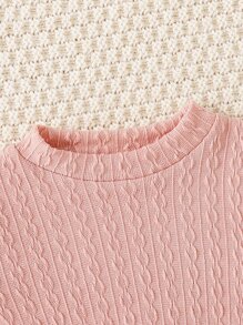 SHEIN Niñas Vestido en contraste con estrella de malla ribete con fruncido - Rosa - Ver 4