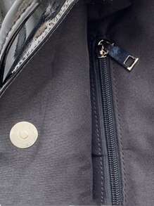 Minimalist Artificial Patent Leather Shoulder Bag - Black - View 6