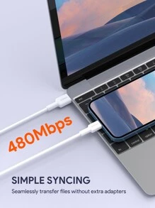 JMMO Cable compatible con iPhone, Cable de carga y datos USB C a Lightning, construido para durar y con transferencia de datos a 480Mbps, 6.6 pies/2M [Certificado Apple MFi], regalos navideños, imprescindibles para otoño e invierno - Blanco - Ver 4