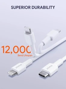 JMMO Cable compatible con iPhone, Cable de carga y datos USB C a Lightning, construido para durar y con transferencia de datos a 480Mbps, 6.6 pies/2M [Certificado Apple MFi], regalos navideños, imprescindibles para otoño e invierno - Blanco - Ver 5