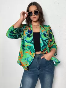 SHEIN Clasi Áo vest Plus size Tất cả trên in Giải trí - màu xanh lá - Xem 4