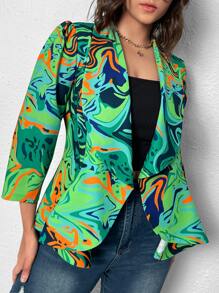 SHEIN Clasi Áo vest Plus size Tất cả trên in Giải trí - màu xanh lá - Xem 3