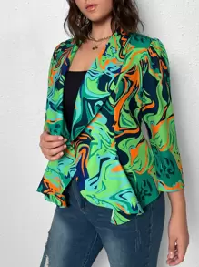 SHEIN Clasi Áo vest Plus size Tất cả trên in Giải trí - màu xanh lá - Xem 5