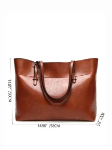 European And American Style Large Capacity Oil Leather Tote Bag With Casual And Simple Design, Perfect Gift For . Suitable For Office Lady, College Student And White Collar Worker, Office Bag & Business Casual Bag For Women, Perfect For Office, Business And Work, Work Bag Women, Ideal For Everyday Elegance & Special Occasions, Bag For Women Elegant