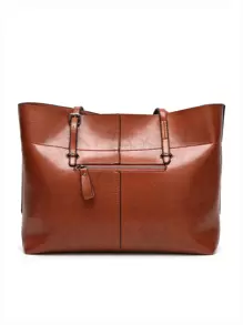 European And American Style Large Capacity Oil Leather Tote Bag With Casual And Simple Design, Perfect Gift For . Suitable For Office Lady, College Student And White Collar Worker, Office Bag & Business Casual Bag For Women, Perfect For Office, Business And Work, Work Bag Women, Ideal For Everyday Elegance & Special Occasions, Bag For Women Elegant