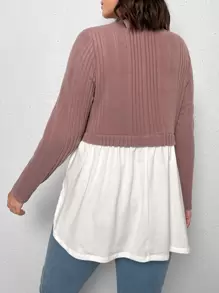 SHEIN Clasi taglie forti Maglietta contorto con volant color block - Multicolore - Visualizzare 2