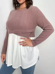 SHEIN Clasi taglie forti Maglietta contorto con volant color block - Multicolore - Visualizzare 4
