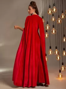 Đầm Dây kéo màu trơn Buổi tiệc - Đỏ - Xem 2