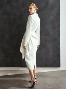 MOTF 垂坠西装连衣裙 - 白色 - 查看 3