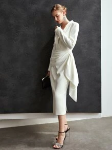 MOTF 垂坠西装连衣裙 - 白色 - 查看 5