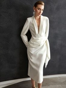 MOTF 垂坠西装连衣裙 - 白色 - 查看 7