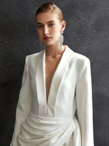 MOTF 垂坠西装连衣裙 - 白色 - 查看 8