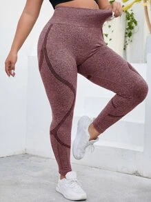 Easithlete Plus Seamless Tummy Control Sports Leggings - Red Violet - View 1