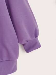 SHEIN EZwear Plus Size Panda Print Drop Shoulder Sweatshirt - Violet Purple - View 8