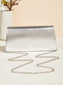 PU Champagne Party Clutch Bag With Rhinestone Decoration, Small Square Shoulder Crossbody Chain Bag For Women, Fashionable Clutch Bags For Woman - Silver - View 5