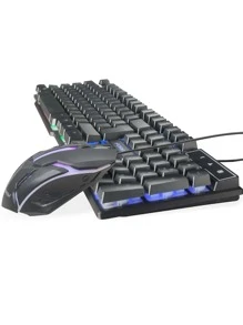 FOREV Teclado LED retroiluminado & Ratón combinación - Negro - Ver 1