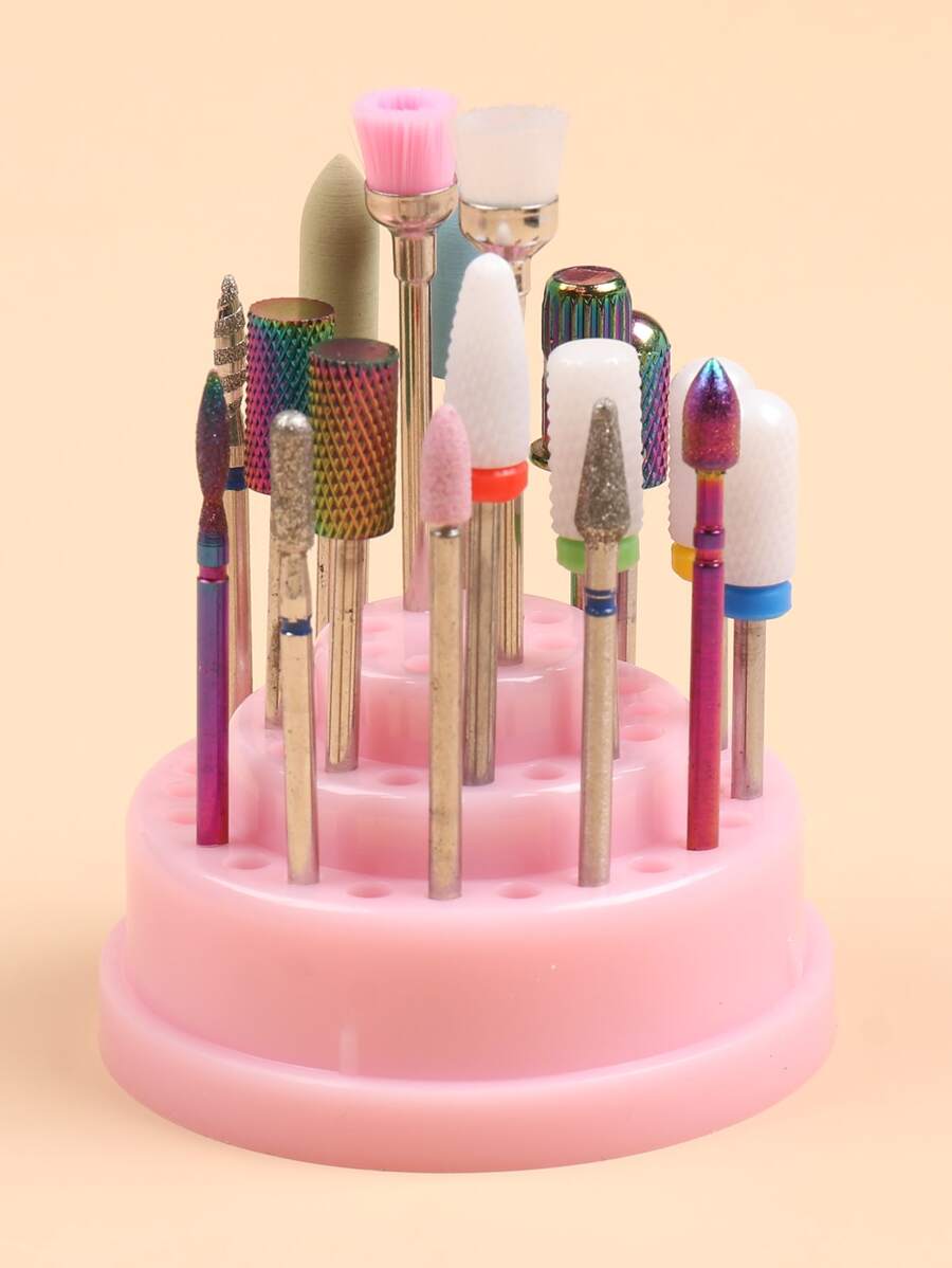 FULL BEAUTY 1 hộp lưu trữ đầu sơn móng tay - Hồng - Xem 1