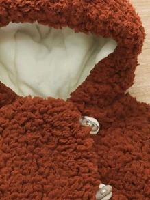 Baby Hooded Fleece Duffle Coat - Rust Brown - View 4