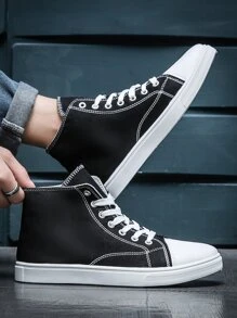 Giày thể thao nam thường ngày, giày thể thao chống trượt dành cho học sinh, phù hợp mọi mùa, kiểu dáng đa năng, giày vải thường ngày cho ngày Valentine, lý tưởng để phối cùng quần jeans và đồ thể thao. - màu đen - Xem 4