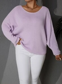 Jersey unicolor de manga murciélago - Lila Púrpura - Ver 1