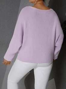 Jersey unicolor de manga murciélago - Lila Púrpura - Ver 2