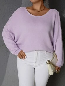 Jersey unicolor de manga murciélago - Lila Púrpura - Ver 4