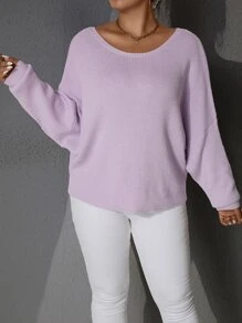 Jersey unicolor de manga murciélago - Lila Púrpura - Ver 5