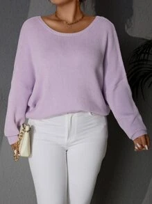 Jersey unicolor de manga murciélago - Lila Púrpura - Ver 6