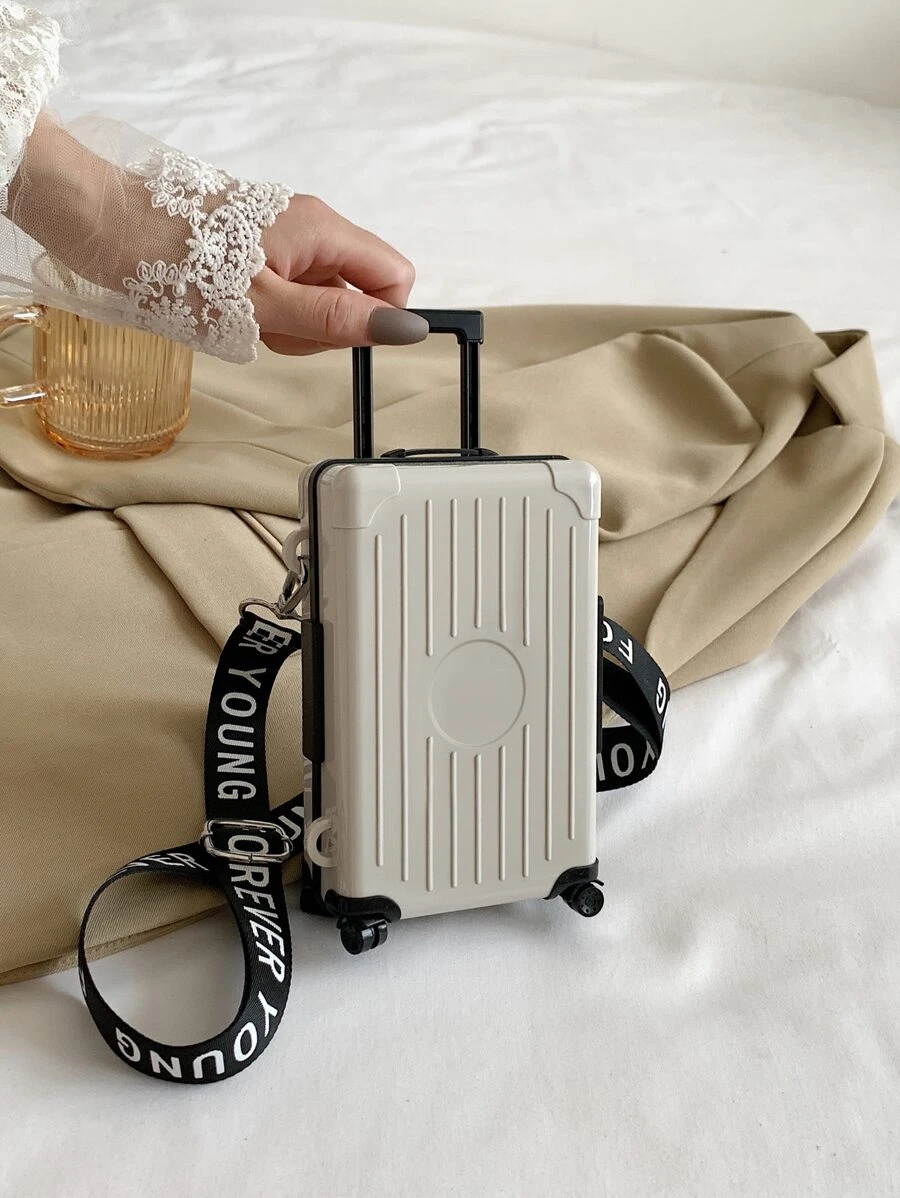 迷你手提箱設計盒型包 - 米色 - 查看 1