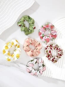 6pcs Fruit Print Scrunchie - Multicolor - View 2