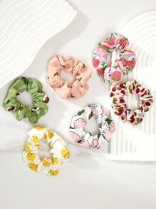 6pcs Fruit Print Scrunchie - Multicolor - View 3