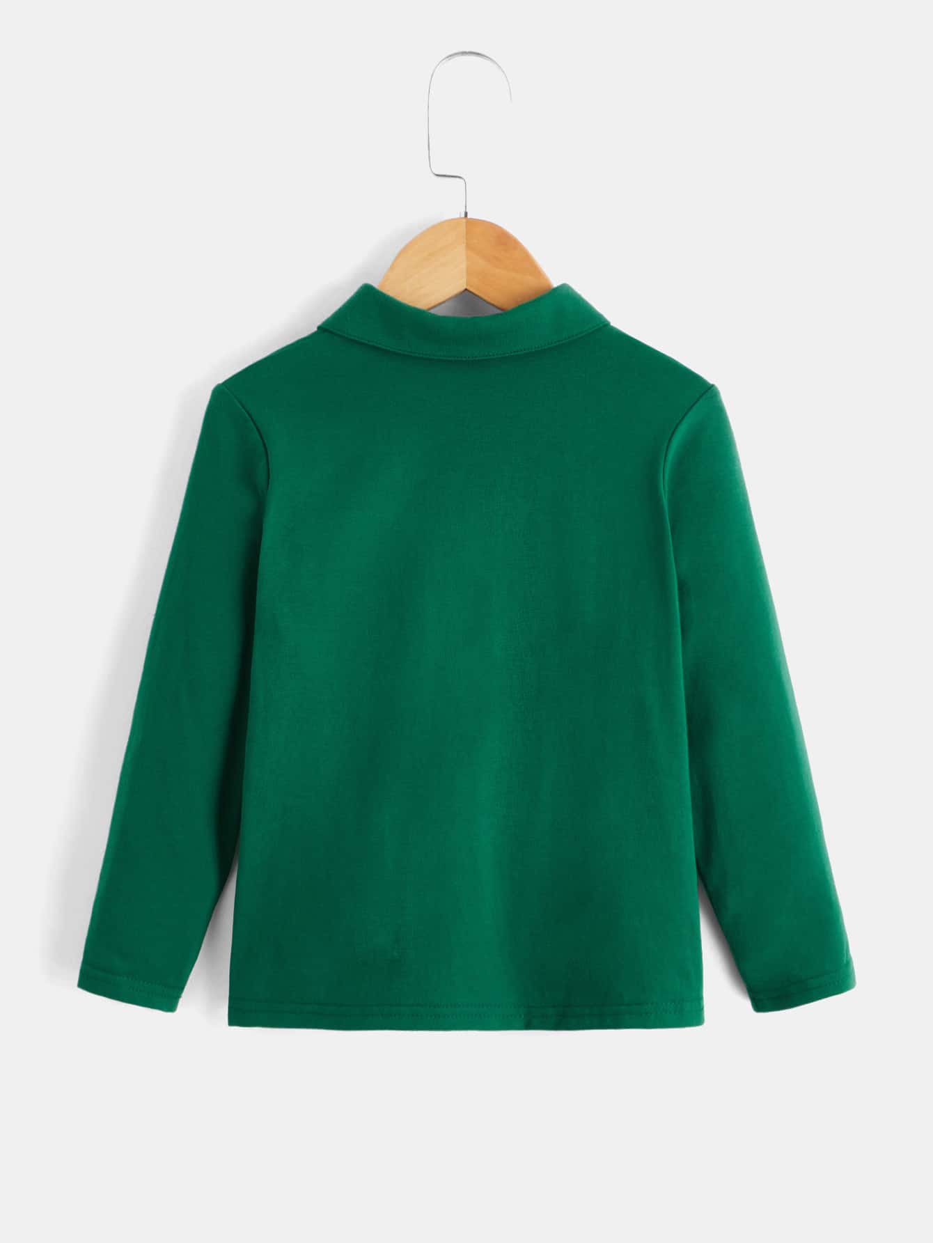 SHEIN Koszulki polo dla małych chłopców Guziki z przodu Graficzny Casual - Ciemnozielony - Zobacz 2