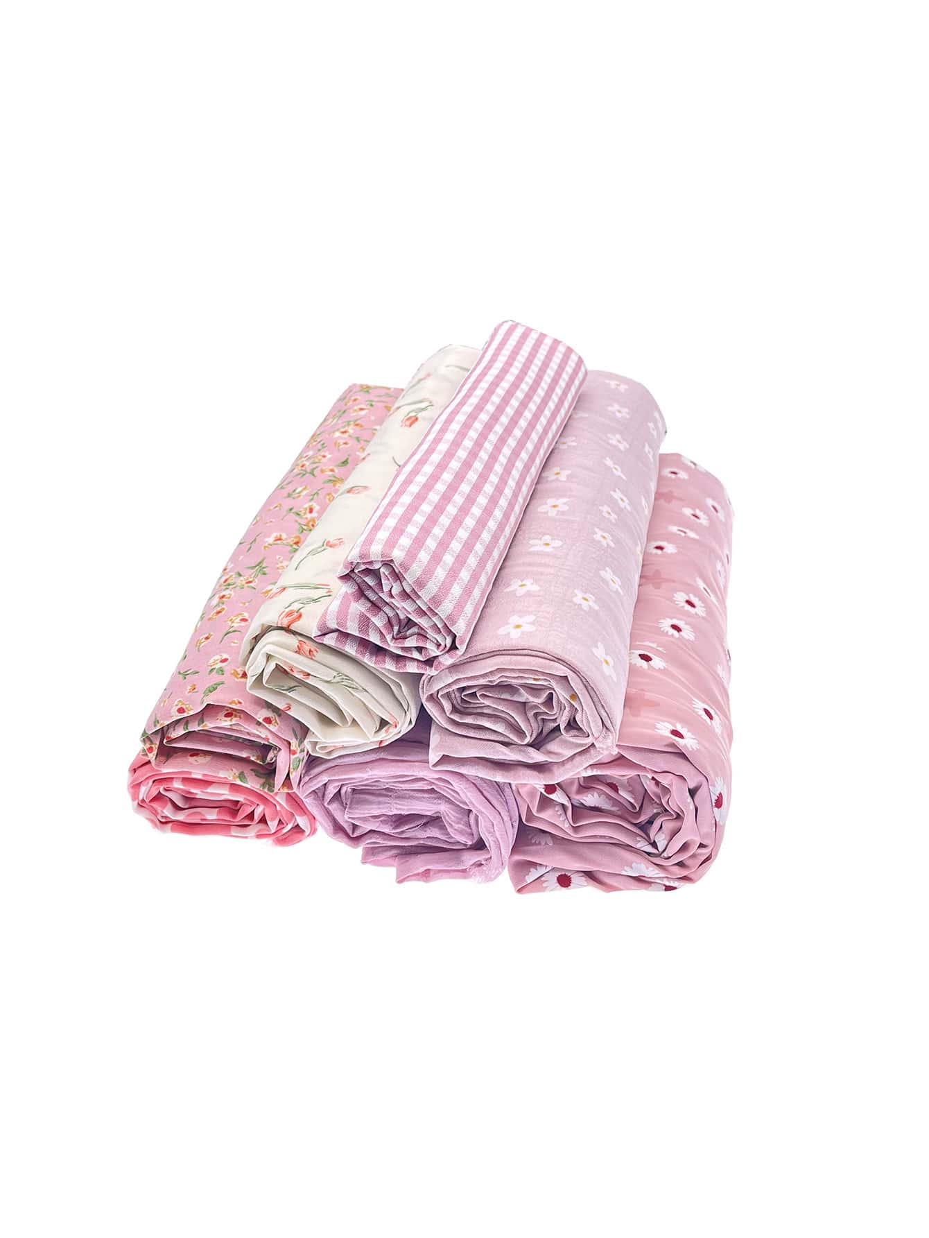 6pcs Plaid & Floral Pattern DIY Sewing Fabric - Multicolor - View 1