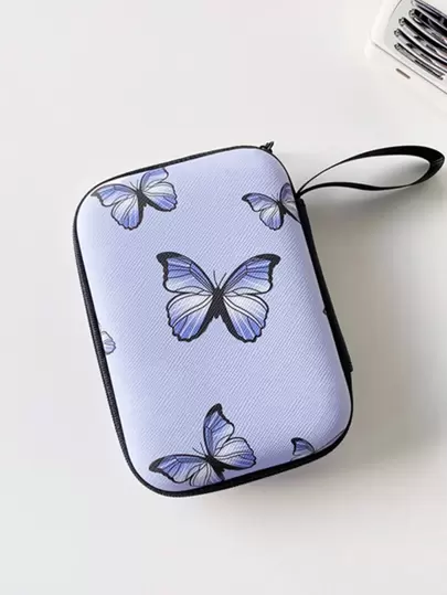 Butterfly Print Data Cable Storage Bag