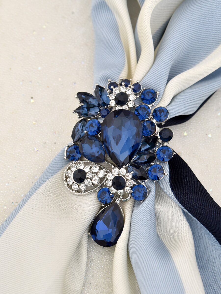 Hebilla de pañuelo con diseño de diamante de imitación multipropósito - Plateado - Ver 1