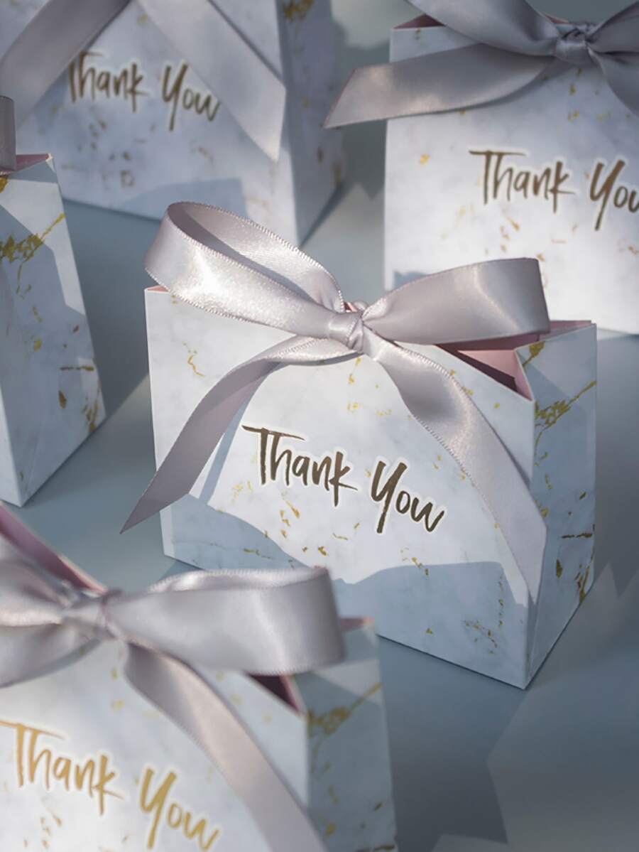 5pcs Metallic Marble & Slogan Graphic Gift Bag - Multicolor - View 1