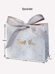 5pcs Metallic Marble & Slogan Graphic Gift Bag - Multicolor - View 4