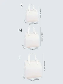 1pc Portable Plain Lunch Bag - White - View 3